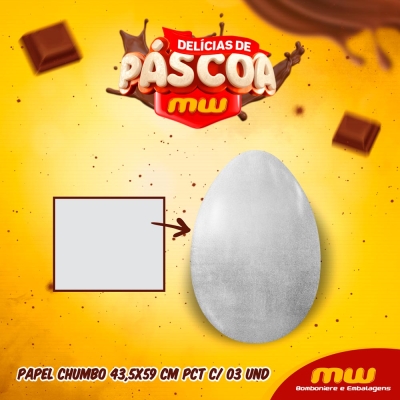 PAPEL CHUMBO PRATA 43,5X59 CM CROMUS 03 UND