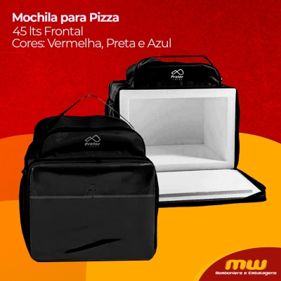 MOCHILA DELIVERY 45 LTS ABT FRONTAL PRETA C/ CAIXA TERMICA PROTER CAPAS