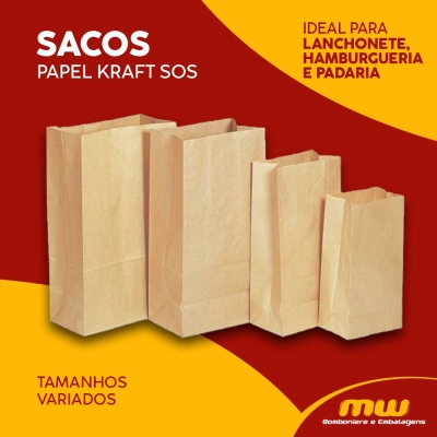 SACO PAPEL KRAFT SOS LISO 15 KG 24X36X12 KAMBE 100 UND