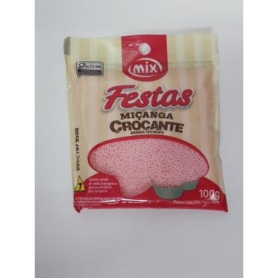 CONFEITO MICANGA CROCANTE ROSA BEBE MIX 100 G