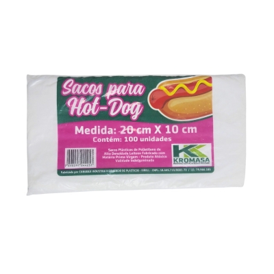 SACO PLASTICO HOT DOG 20X10 CM KROMASA 100 UND