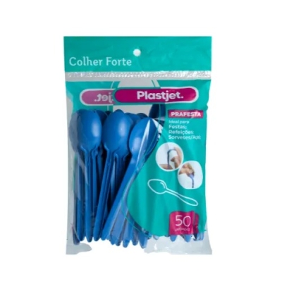 COLHER DESC FORTE SORVETE AZUL PLASTJET 50 UND