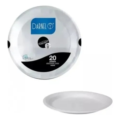 PRATO ISOPOR RASO 23CM DARNEL 20 UND