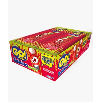 MINI GULOSEIMAS TUBES GO JELLY MORANGO ACIDO RICLAN 12 UND