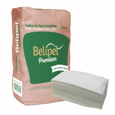 TOALHA DE PAPEL BELIPEL PREMIUM 100% CELULOSE 20,5X20 CM 1000 UND
