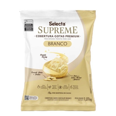 COBERTURA SUPREME GOTAS CHOC BRANCO SELECTA 1,01 KG