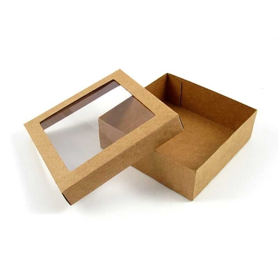 CAIXA KRAFT QUADRADA VISOR 04 BRIG 08X08X04 CM AGABOX