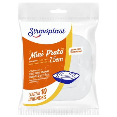 MINI PRATO CRISTAL 7,5 CM STRAWPLAST 10 UND