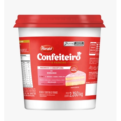 COBERT E RECHEIO CONFEITEIRO MORANGO BALDE HARALD 2,35 KG