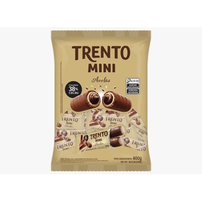 CHOCOLATE TRENTO MINI AVELA PACOTE PECCIN 800G 50 UND