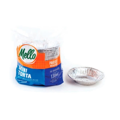 FORMA EMPADA MINI TORTA ALUMINIO 130 ML MELLO 100 UND