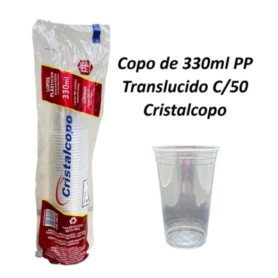 COPO DESC TRANSP PP LISO 330 ML CRISTALCOPO 50 UND