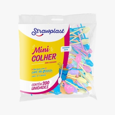 COLHER DESC CAFE/BRIGADEIRO SORTIDA CANDY STRAWPLAST 200 UND