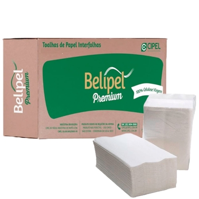 TOALHA DE PAPEL BELIPEL PREMIUM 100% CELULOSE 20,5X23 CM GRANEL 5000 UND