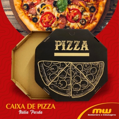 CAIXA OITAVADA PIZZA 25 CM ITALIA PARDA FARDO 25 UND