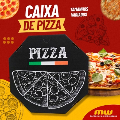 CAIXA OITAVADA PIZZA 40 CM ITALIA PRETA FARDO 25 UND