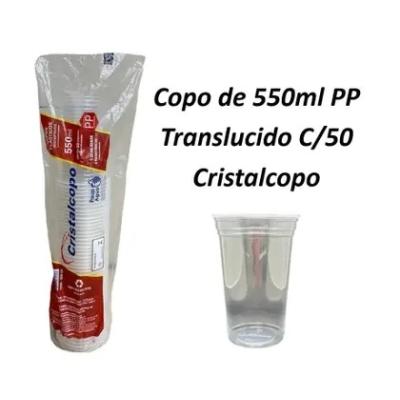 COPO DESC TRANSP PP LISO 550 ML CRISTALCOPO 50 UND