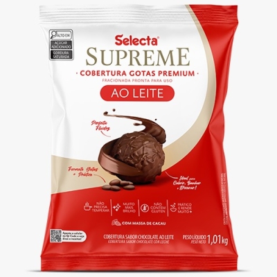 COBERTURA SUPREME GOTAS CHOC AO LEITE SELECTA 1,01 KG