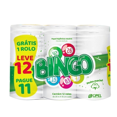 PAPEL HIG BINGO FD 20 MTS CIPEL 12 UND